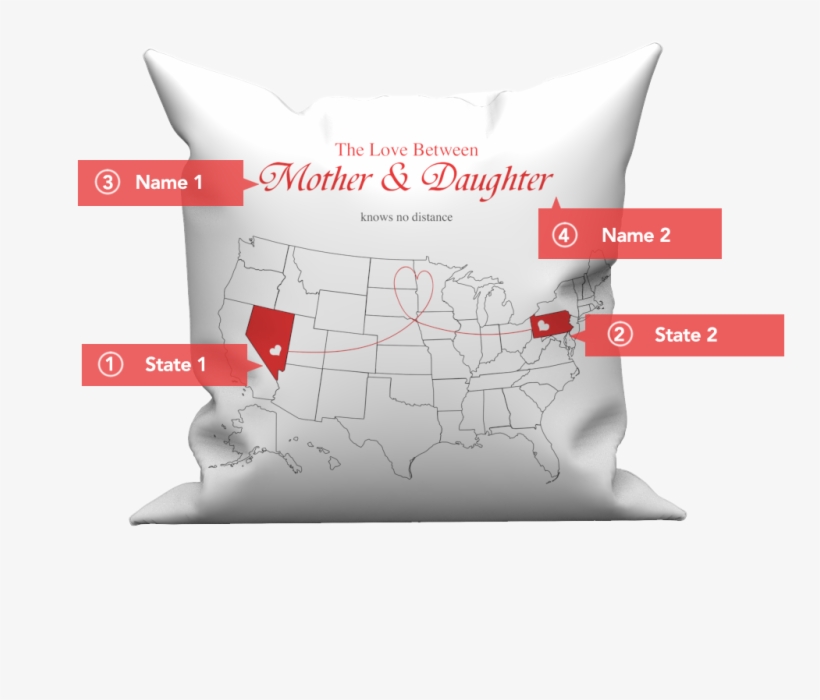 Custom The Love Pillow Case With United States Map- - Throw Pillow, transparent png
