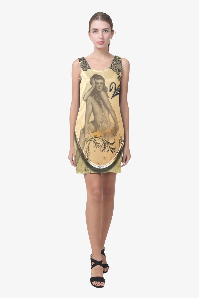 Vintage, Wonderful Pin Up Girl Helen Sleeveless Dress - Dress, transparent png