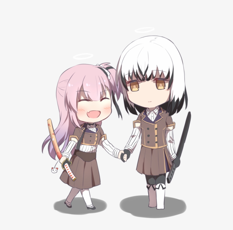 2girls Bangs Black Gloves Black Hair Black Legwear - Cartoon, transparent png