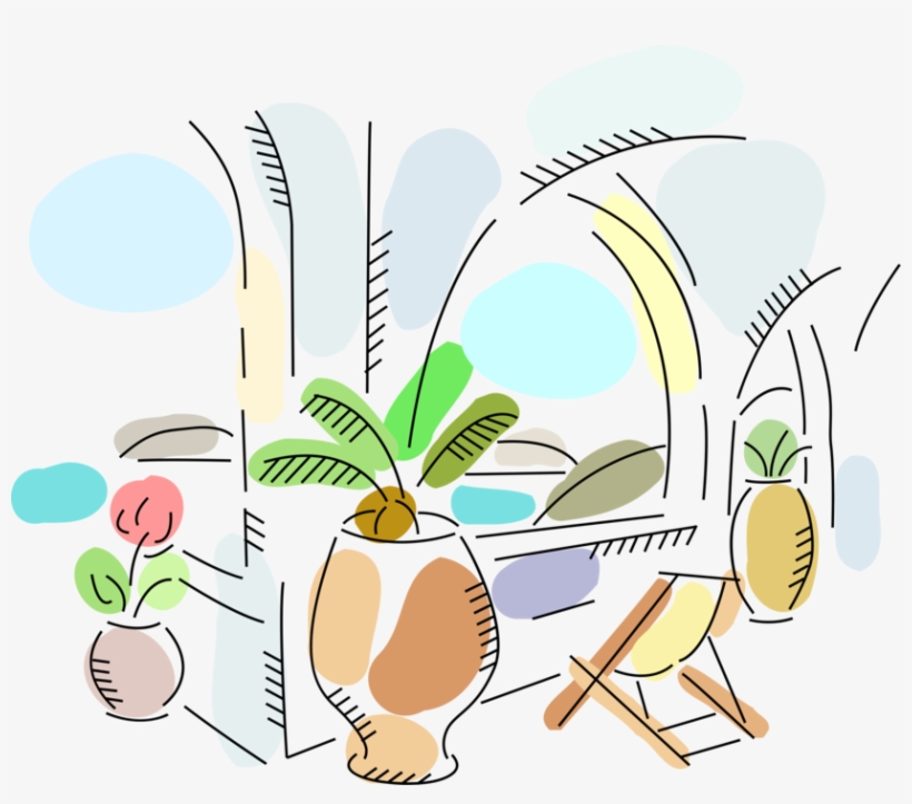Vector Illustration Of Tropical Beach Resort Balcony, transparent png