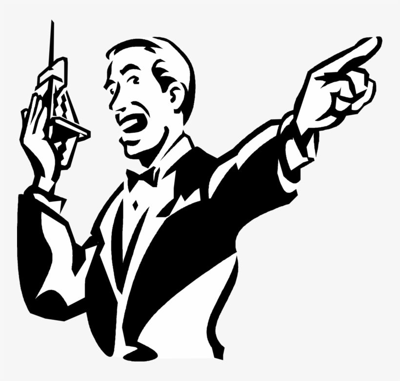 Vector Illustration Of Prize Fighting Boxing Ring Announcer - Microphone Clip Art, transparent png