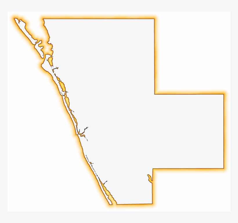 A Yellow-orange Glow Outline Map Of Sarasota - Illustration, transparent png