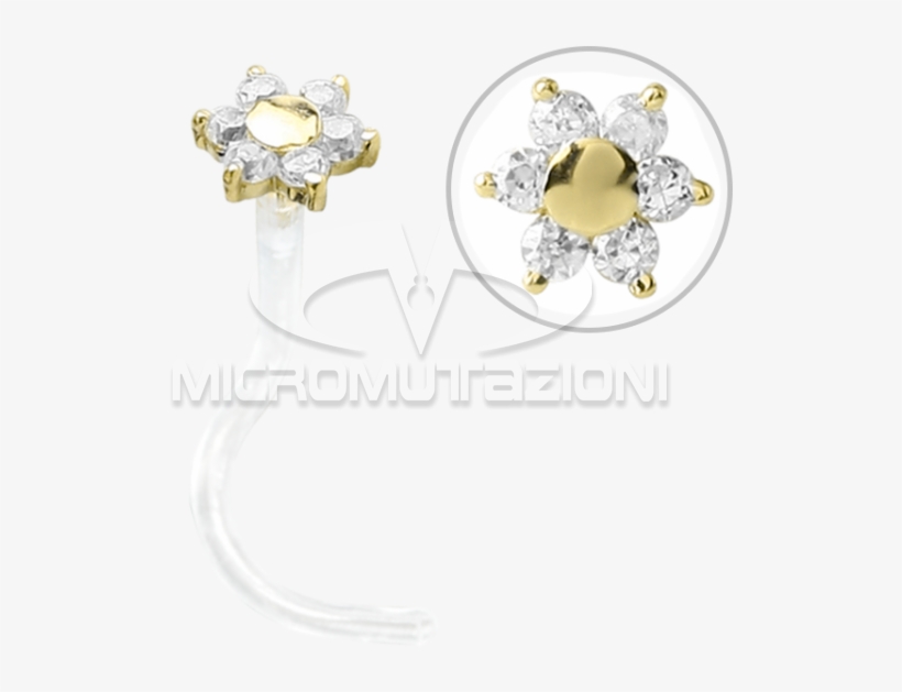 Bioplast® Nose Stud With 18k Gold And Swarovski Flower - Illustration, transparent png