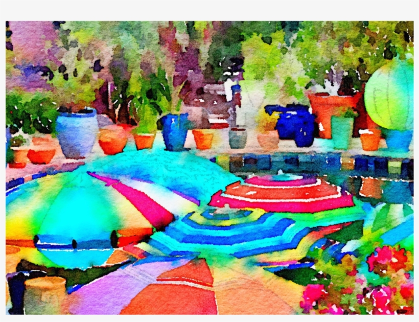 Beach Umbrella 102d Notecard - Painting, transparent png