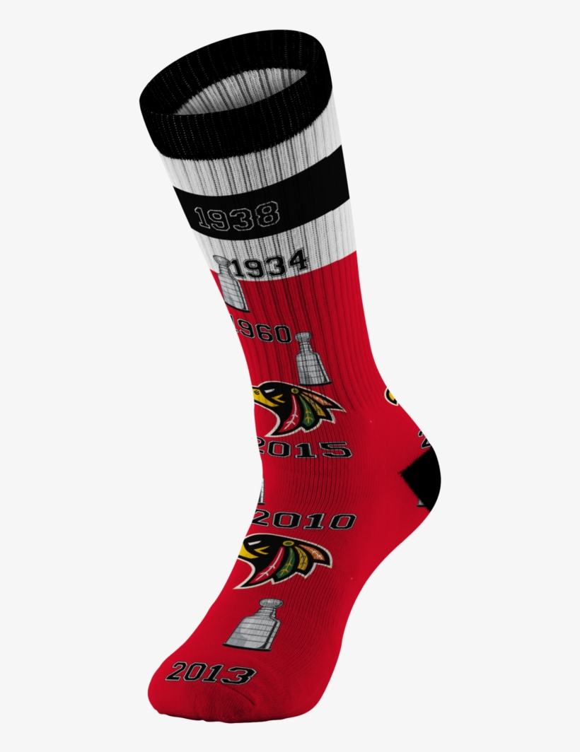 Chicago Black Hawks Stanley Cup Nhl Printed Socks - Sock, transparent png