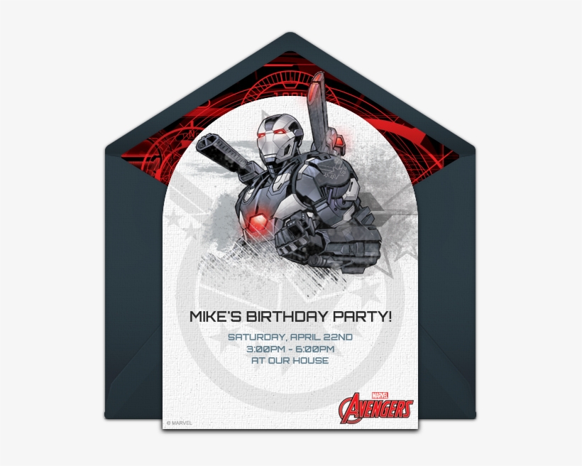 Avengers War Machine Online Invitation - Poster, transparent png