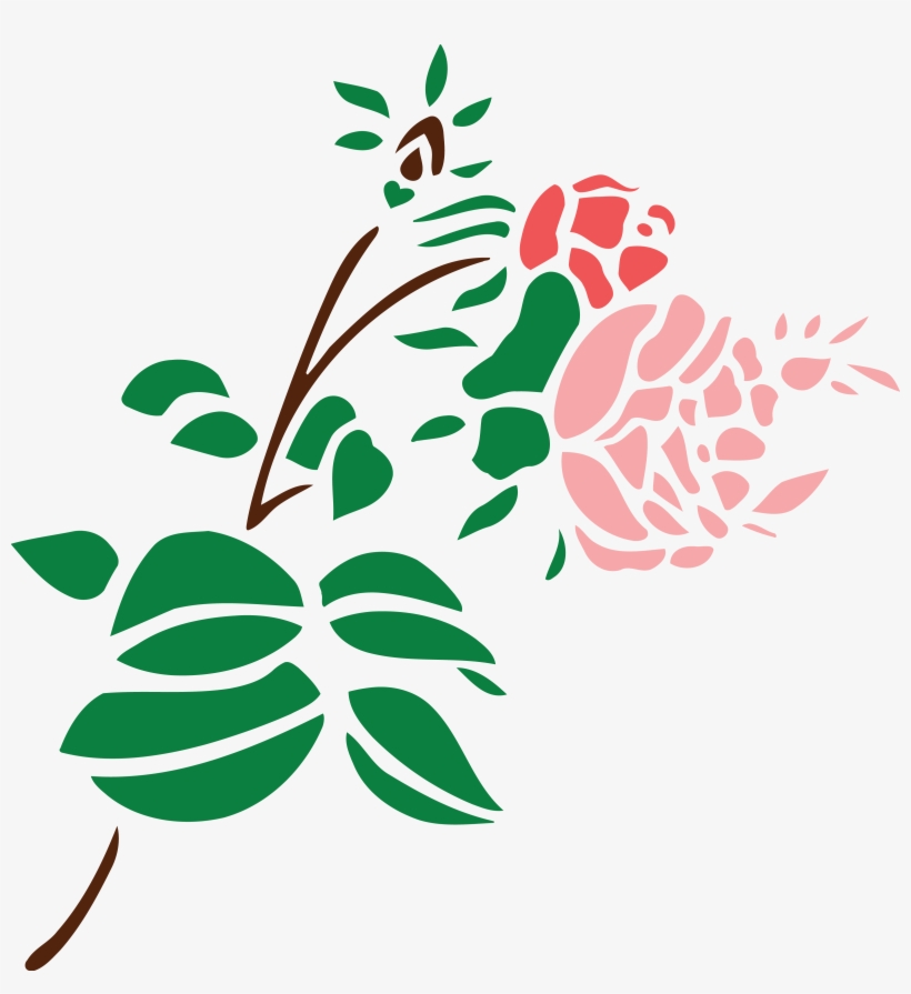 Free Clipart Of A Stem Of Roses - Black And White Rose Flower Art, transparent png