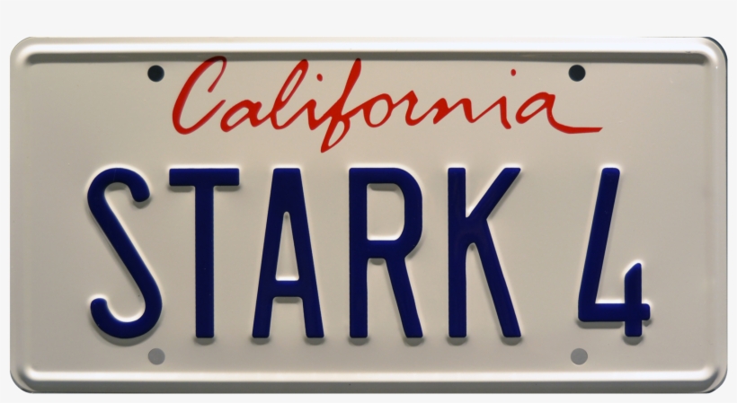 Stark 4 Prop Plate Movie Memorabilia From Iron Man - California License Plate, transparent png