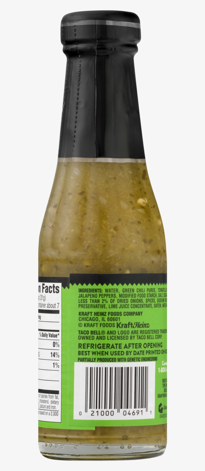 Taco Bell Verde Salsa Sauce, - Glass Bottle, transparent png