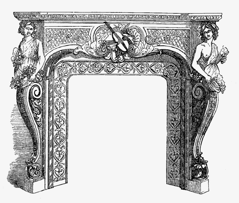 Antique Fireplace Image - Fireplace Vintage Fire Illustration, transparent png
