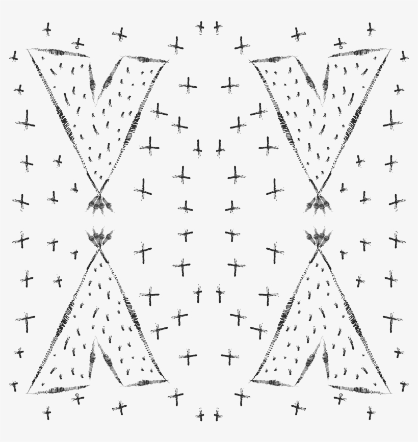 Hand Drawn Tribal Teepees Monochrome Fabric Modfox - Triangle, transparent png
