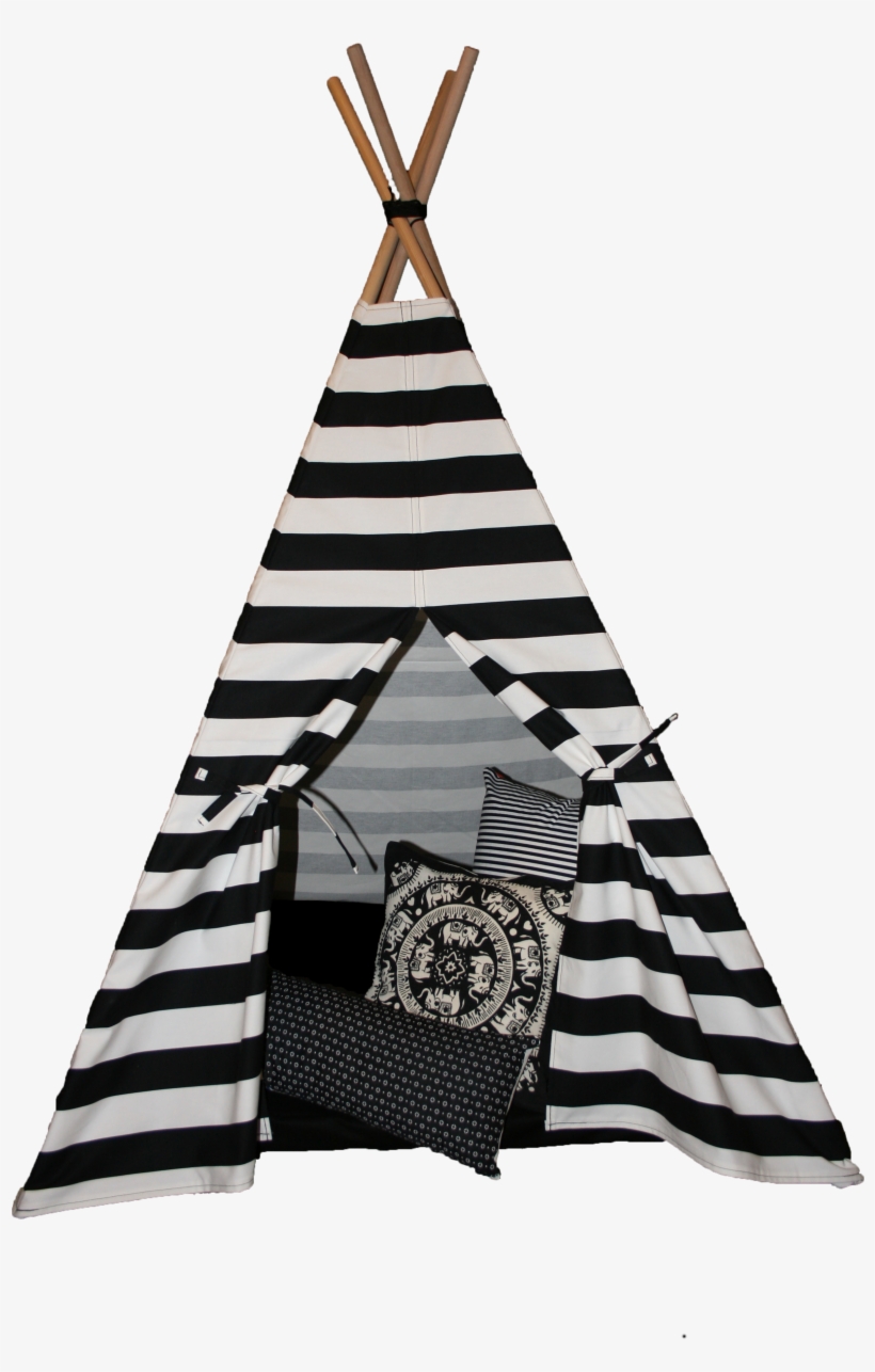 Kids Black And White Striped Teepee - Tent, transparent png