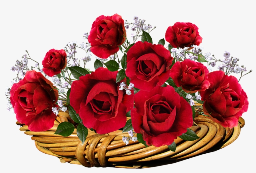 Roses, Red, Flowers, Romantic, Valentine, Basket - Valentine Red Roses Png Transparent, transparent png