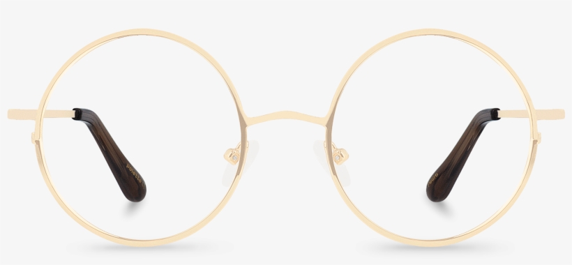 Front View Of Pedro Gold Round Glasses Made From Gold - Grandes Lunettes Rondes Dorees, transparent png