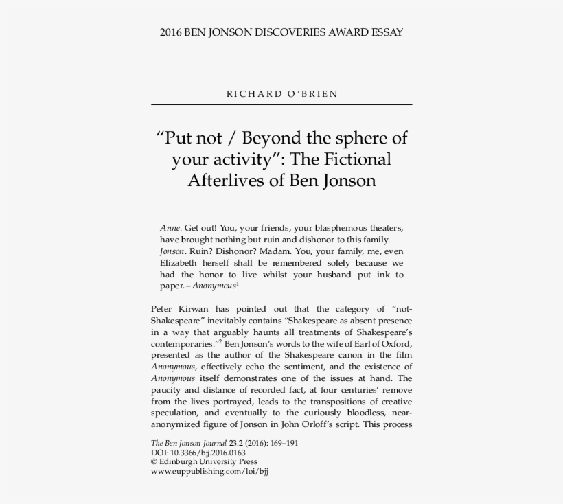 2016 Ben Jonson Discoveries Award Essay - Agreement Form Format, transparent png