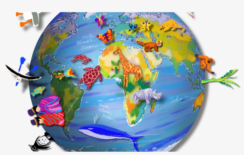 Globe With Animals - Portable Network Graphics, transparent png