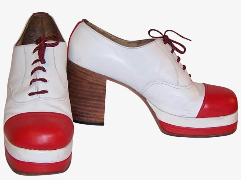 Men's Original 1970's Red & White Leather Platform - Basic Pump, transparent png