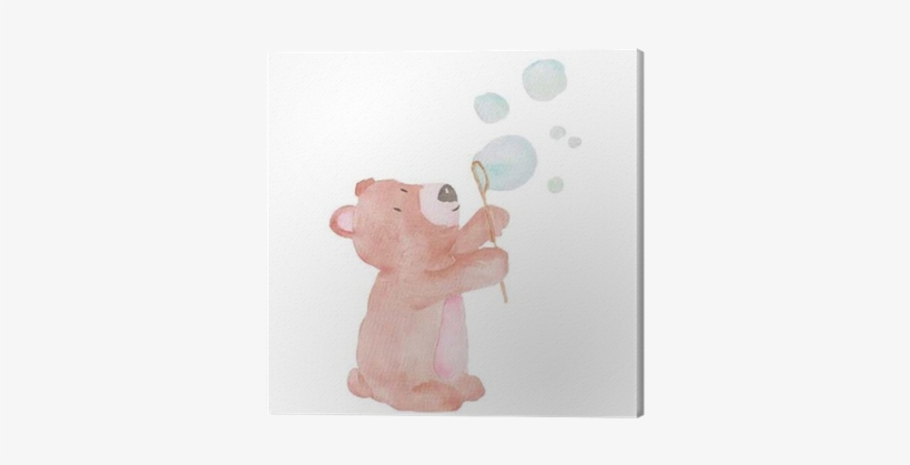 Bear Cute Animal Watercolor Illustration Bubbles Water - Watercolor Painting, transparent png