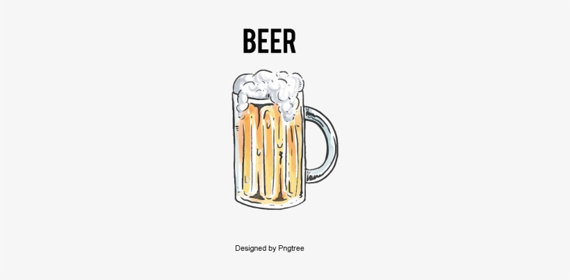 Beautiful Cartoon Hand Painted Summer Drink Beer, Aestheticism, - Beer, transparent png