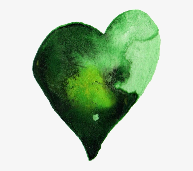 Free Download - Green Heart Water Color Png, transparent png