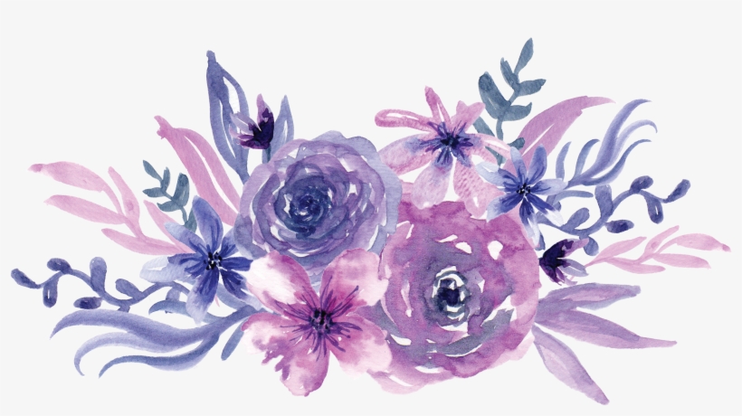 Watercolor Painting Flowers Transprent - Purple Flowers Watercolor Png, transparent png