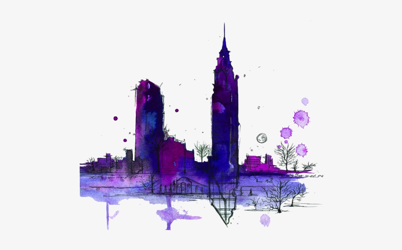 Tumblr Transparents Purple - New York Watercolor Png, transparent png