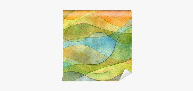 Abstract Wave Watercolor Painted Background Wall Mural - Watercolor Painting, transparent png