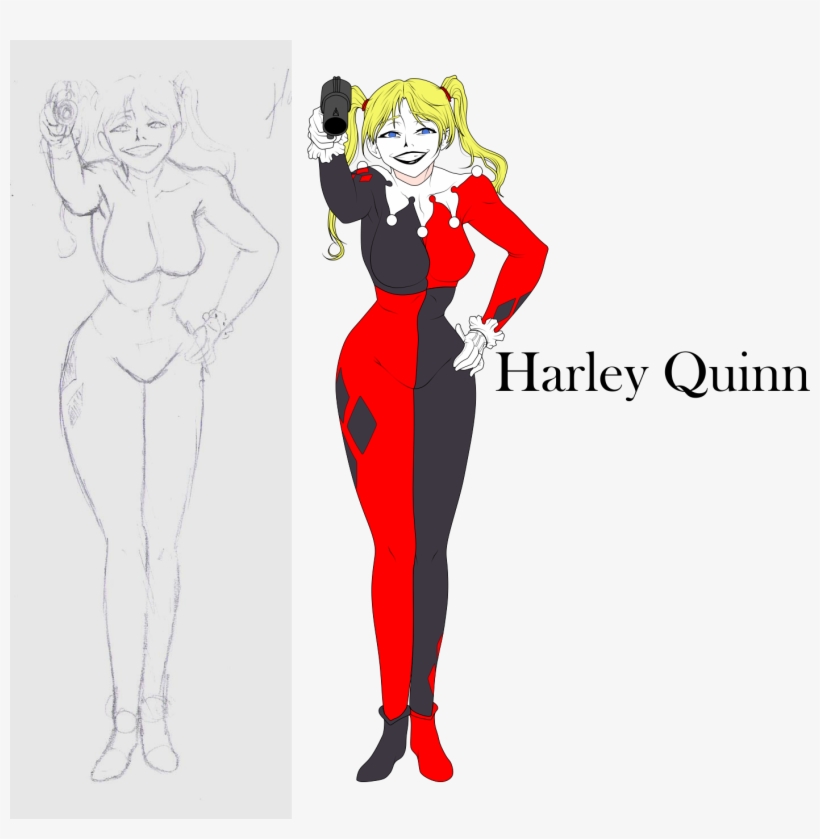 Harley Quinn Wip By Fvsj On Deviantart Svg Freeuse - Drawing, transparent png