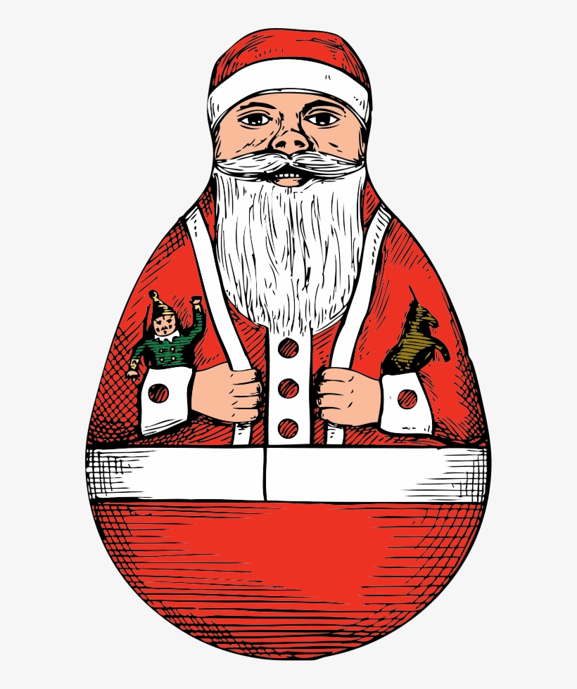 Free Vector Rolly Polly Santa Clip Art - Christmas Rolly Poley Santa Card, transparent png