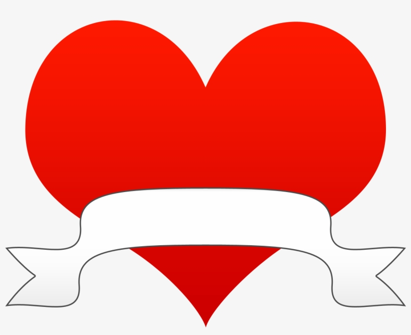 Hearts Heart Clip Art Black And White Free Clipart - Heart With Ribbon Clipart, transparent png