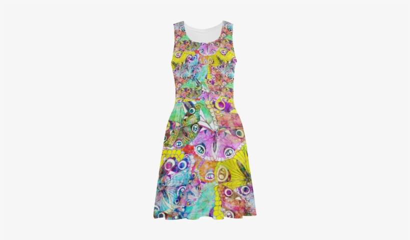 Vibrant Flower Watercolor Atalanta Sundress - Design Art Seamless Butterflies - Floral Art Canvas, transparent png