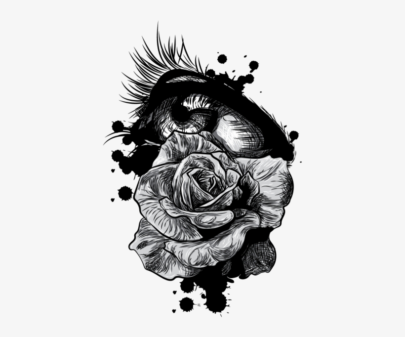 Hand Drawn Eye And Rose For Tshirt Design, Hand Drawn, - Vector Graphics, transparent png
