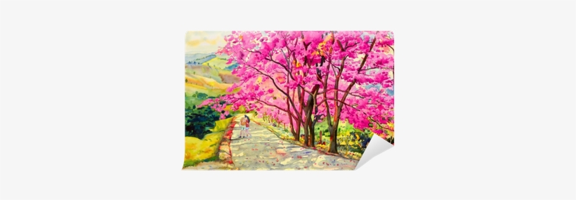 Painting Watercolor Landscapem Of Wild Himalayan Cherry - Watercolor Painting, transparent png
