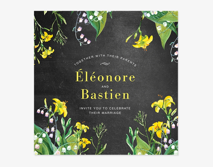 Botanical Wedding Invitation, Yellow And White Flowers, transparent png