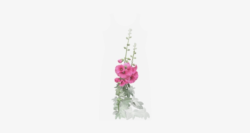 Pink Hollyhocks, Watercolor Phaedra Sleeveless Open - Pink Flowers, Watercolors Cotton Beach Towel By Ivaw, transparent png