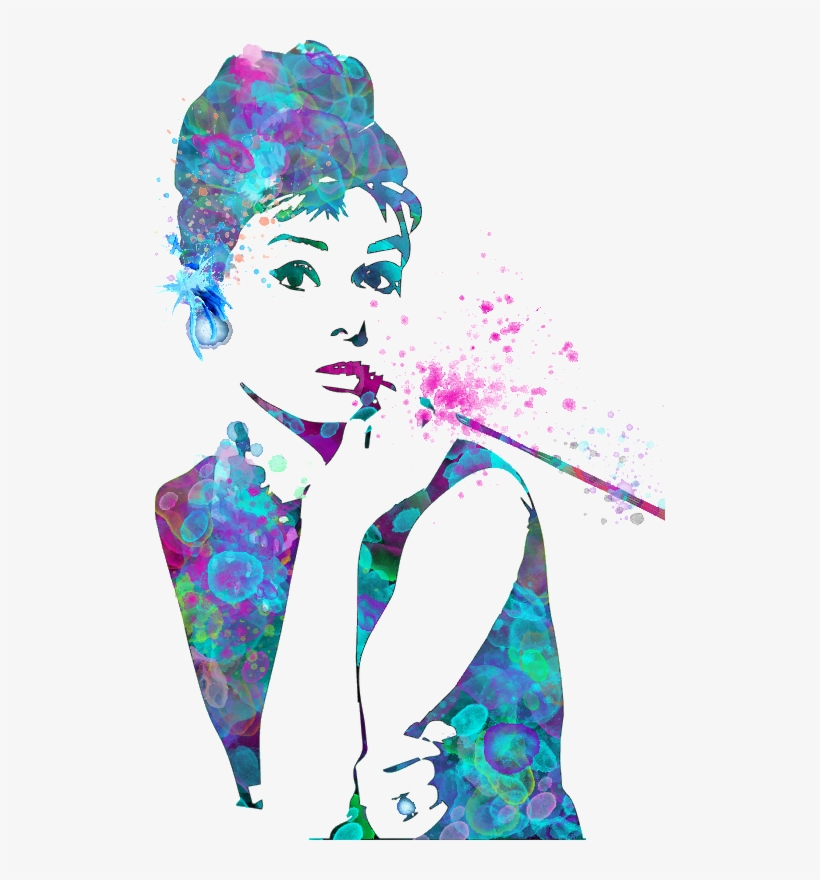 Watercolor Audrey Hepburn - Audrey Hepburn, transparent png