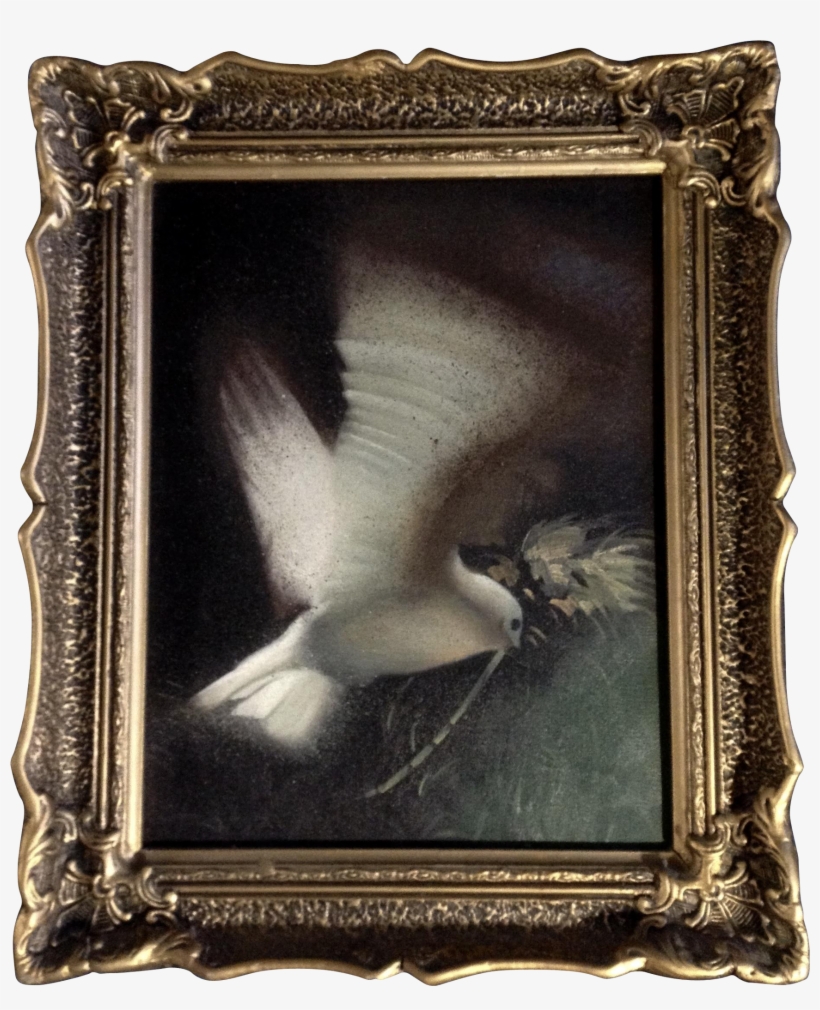 Gorgeous Peaceful Dove In Flight Oil Painting On Canvas - Pigeons And Doves, transparent png
