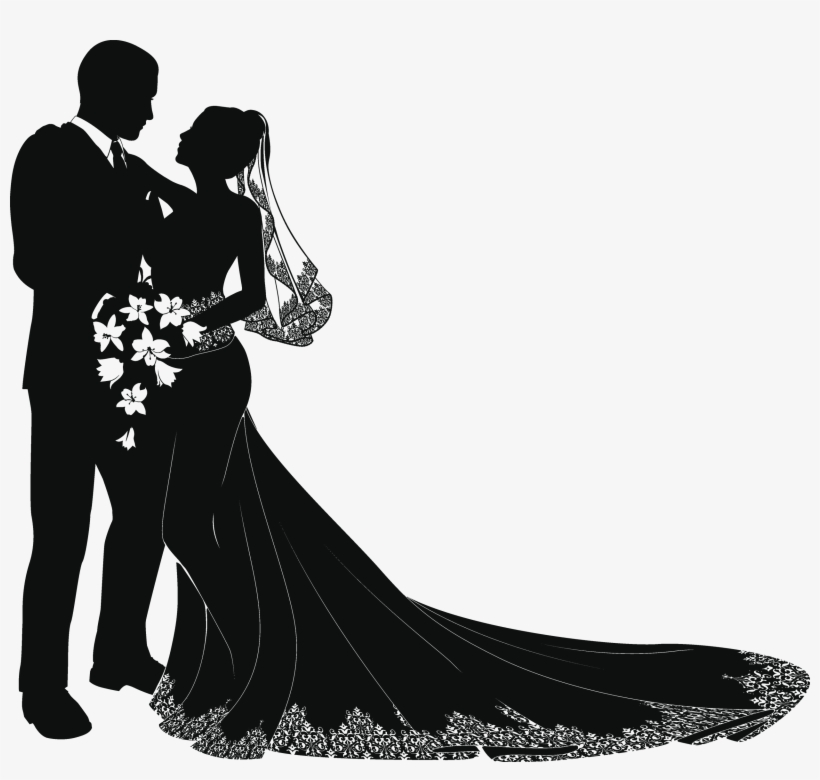 Wedding Couple Silhouette Png Image Background - Bride And Groom Silhouette Vector Free, transparent png