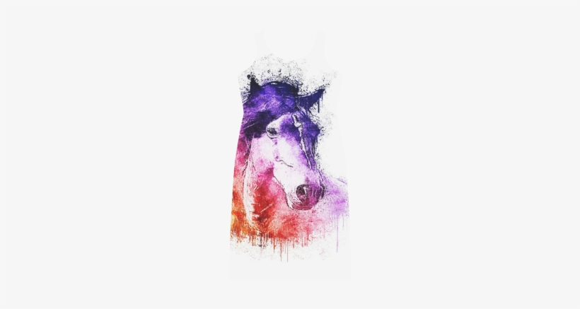 Watercolor Horse Phaedra Sleeveless Open Fork Long - Watercolor Horse Greeting Cards, transparent png