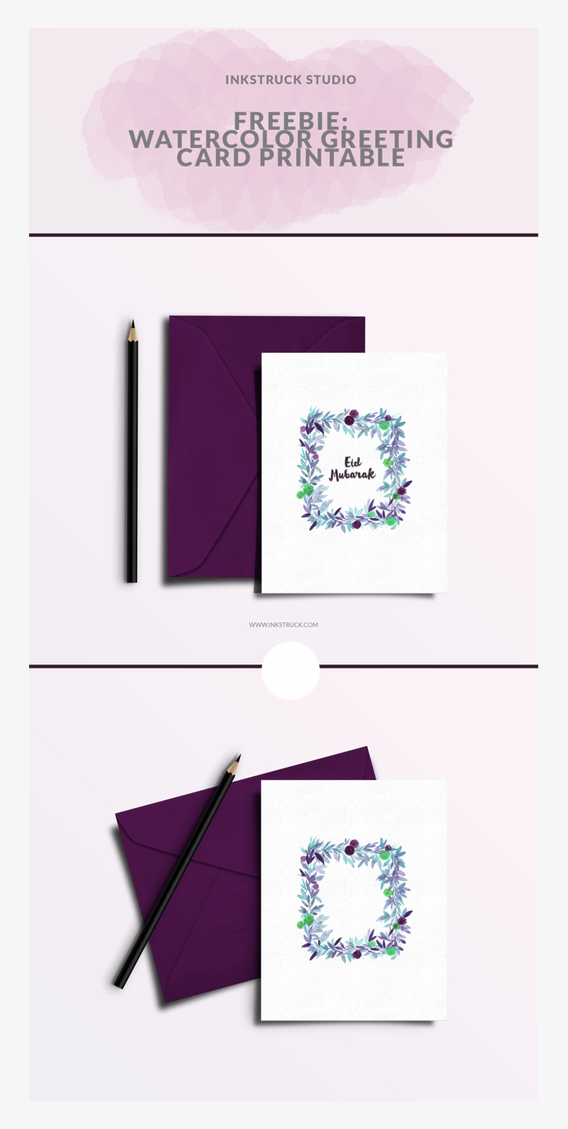 Download A Free Watercolor Greeting Card Printable - Eid Mubarak, transparent png