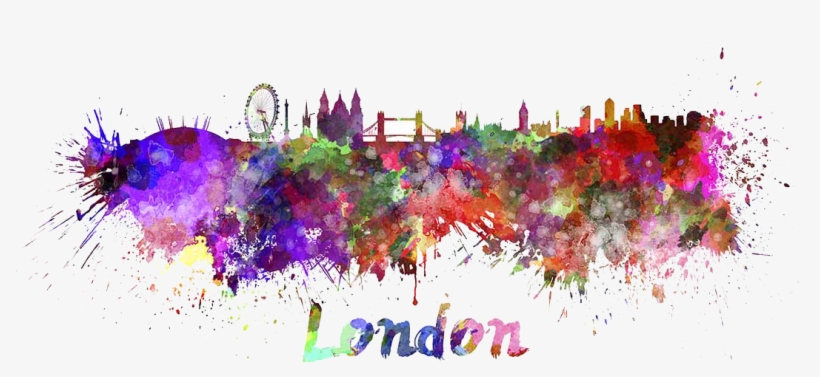 Sample Background - Giclee Painting: London Splatter Skyline, 18x24in., transparent png