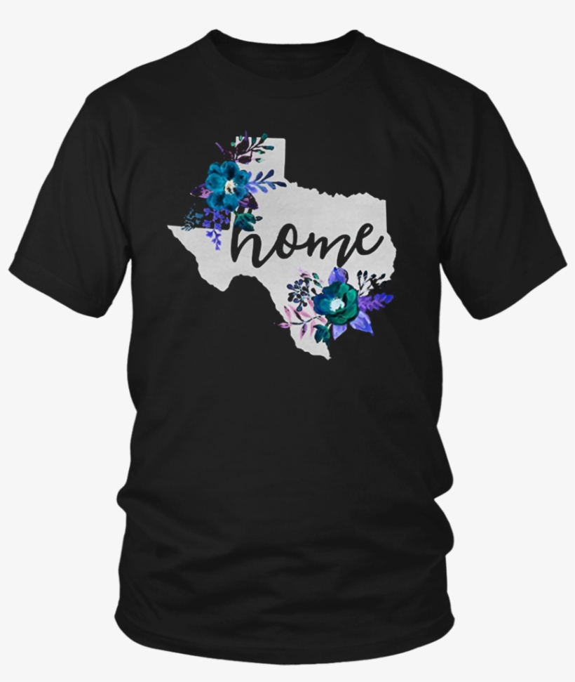 Texas Home Chalkboard Watercolor Flowers State T-shirt - Shirt, transparent png