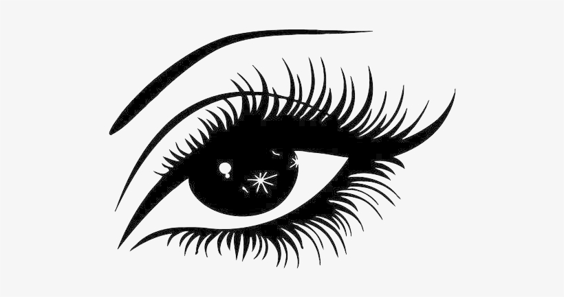 Eyelash Extensions - Eye With Lashes Vinyl Wall Art (black), transparent png