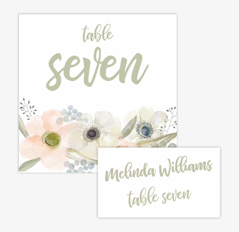 Table Number And Escort - Watercolor Painting, transparent png