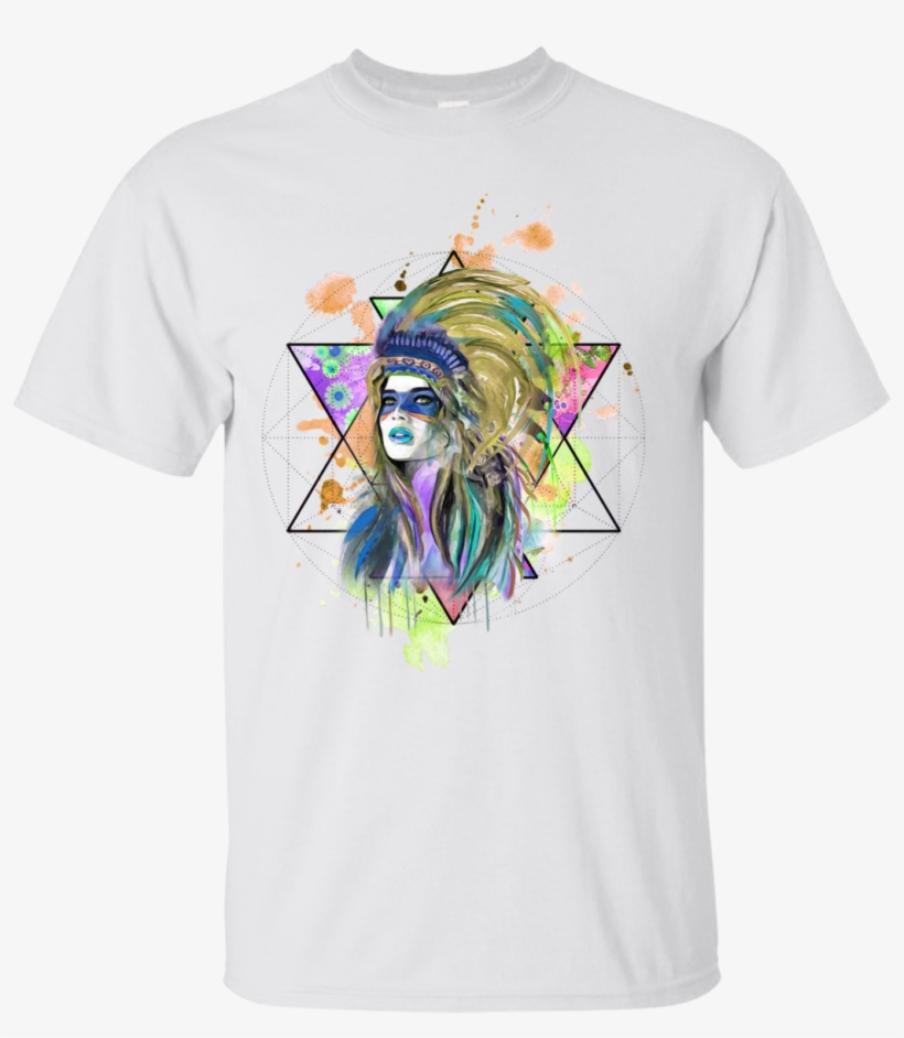 Watercolor Headdress Classic T-shirt - Crew Neck, transparent png