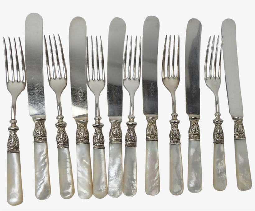 Antique Mother Of Pearl And Sterling Knives And Forks, - Knife, transparent png