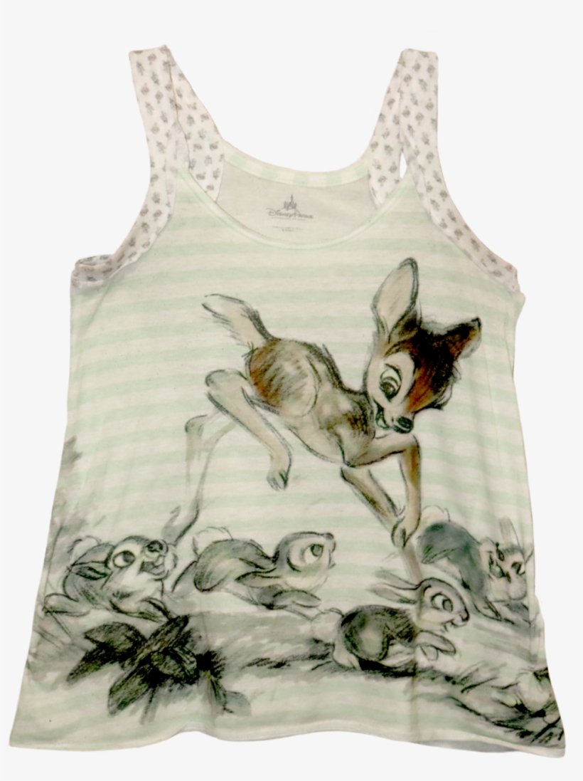 A Tanktop With Green And White Strips - Bambi, transparent png
