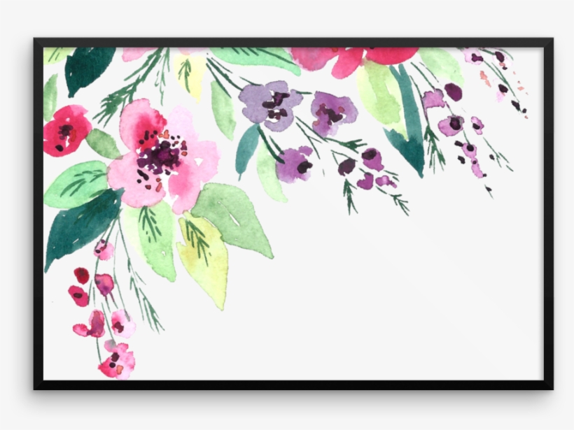 Watercolor Flowers Framed Photo Paper Poster - Watercolor Flowers, transparent png