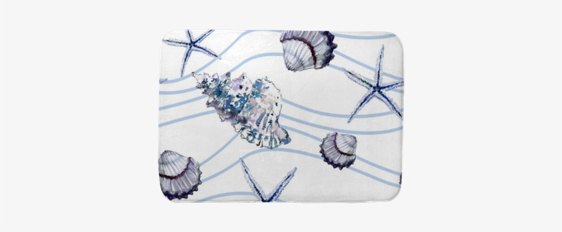 Seamless Marine Pattern With Shells, Starfish And Blue - Sfondo Marino Bianco, transparent png