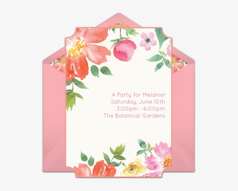 Watercolor Bouquet Online Invitation - Spring Theme Party Invitations, transparent png